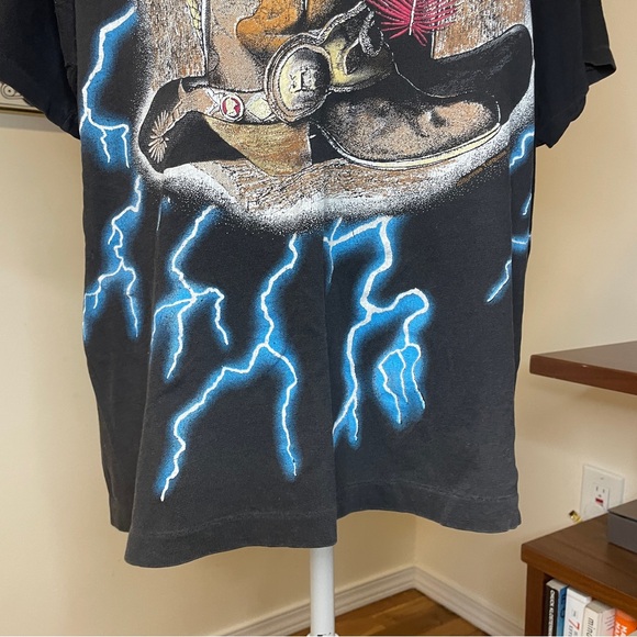 Vintage American Thunder Front/Back Lighting Born Country T-Shirt 100 Cotton - Picture 7 of 14